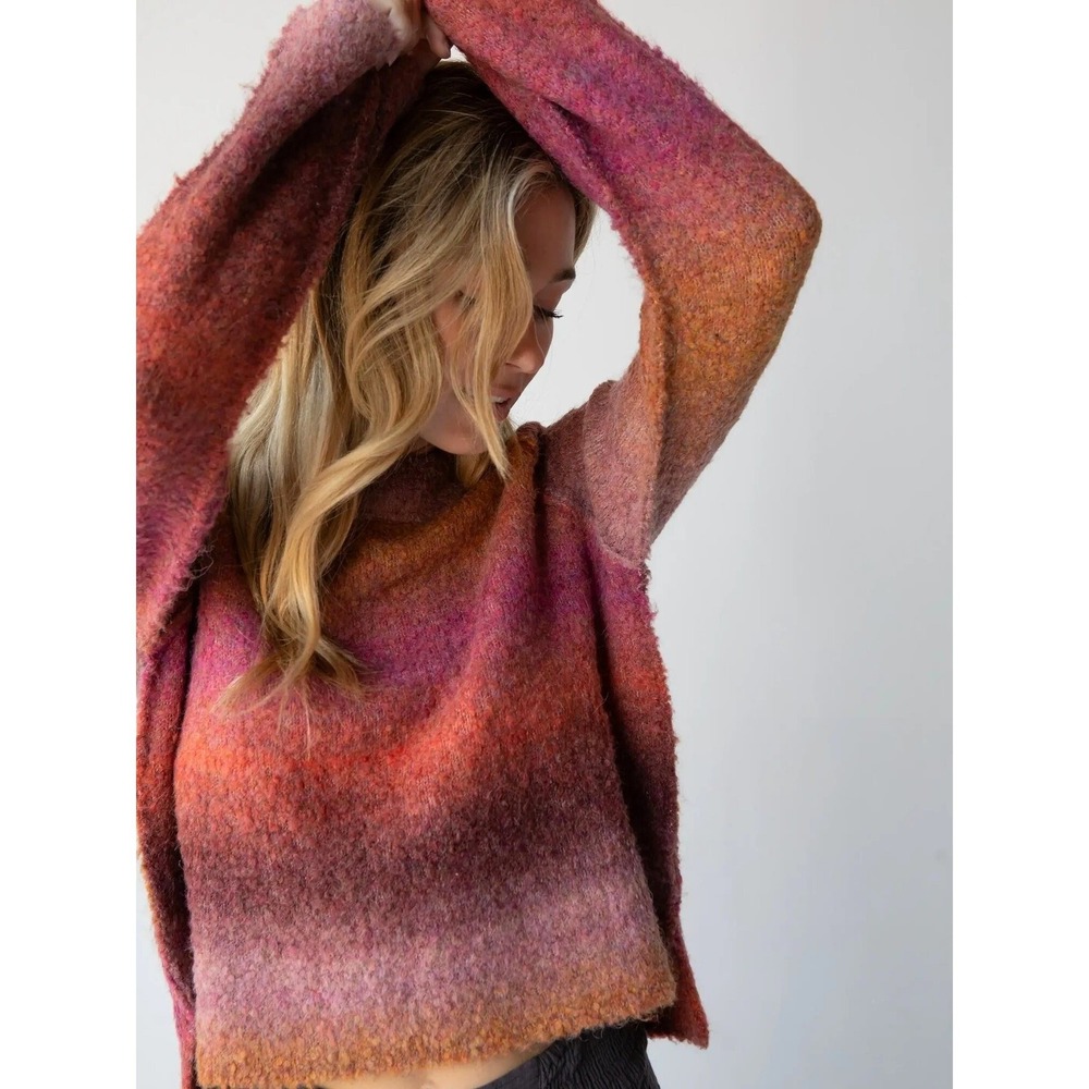 NATURAL LIFE | Ombre Knit Sweater Womens Small Red Orange Thick Warm Boho Sunset